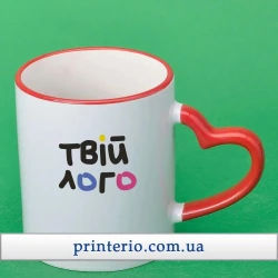 Чашка для сублимации Sublime с вашим лого цветной ободок и ручка Love 330 мл